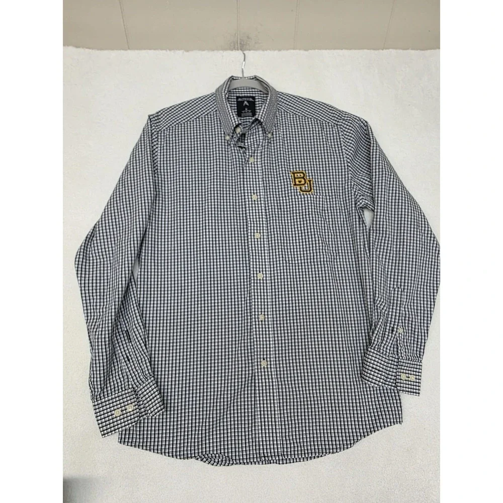 Baylor‎ Bears Shirt Mens Medium Black White NCAA College Football Antigua Plaid